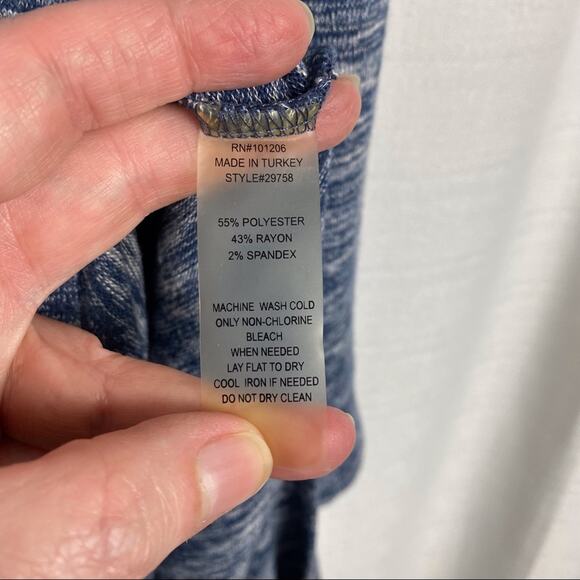 Soft Surroundings Blue Space Dye Long Sleeve Hi-Lo Sweater Dress Sz.S - Picture 12 of 14